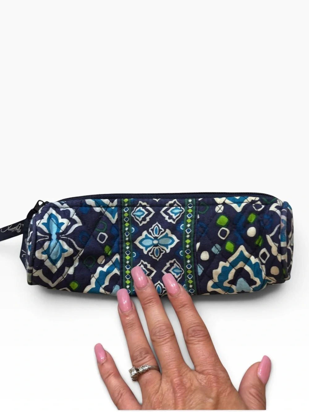 Vera Bradley Brand Cosmetic Pencil and Brush Pouch with Zipper Closure
